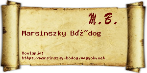 Marsinszky Bódog névjegykártya